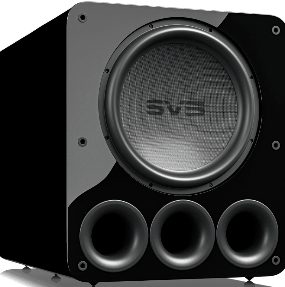 SVS PB-5000 R|Evolution Ported Box Subwoofer in Gloss Black angled without Grille
