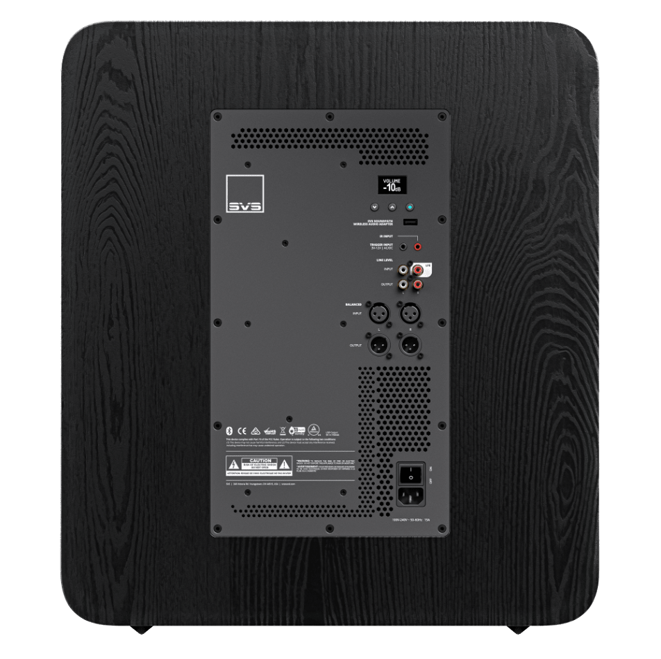 SVS PB-5000 R|Evolution Ported Box Subwoofer in Black Ash back of sub 