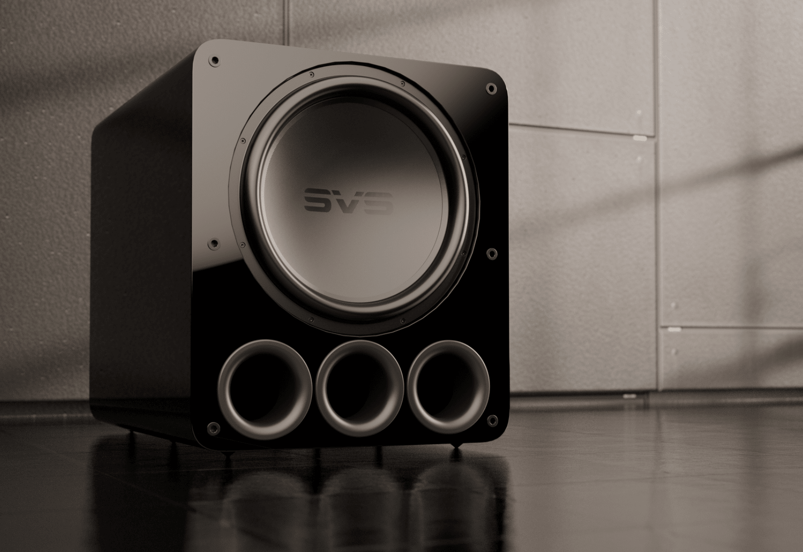 SVS PB17-Ultra R|Evolution Ported Box Subwoofer, glossy black in room