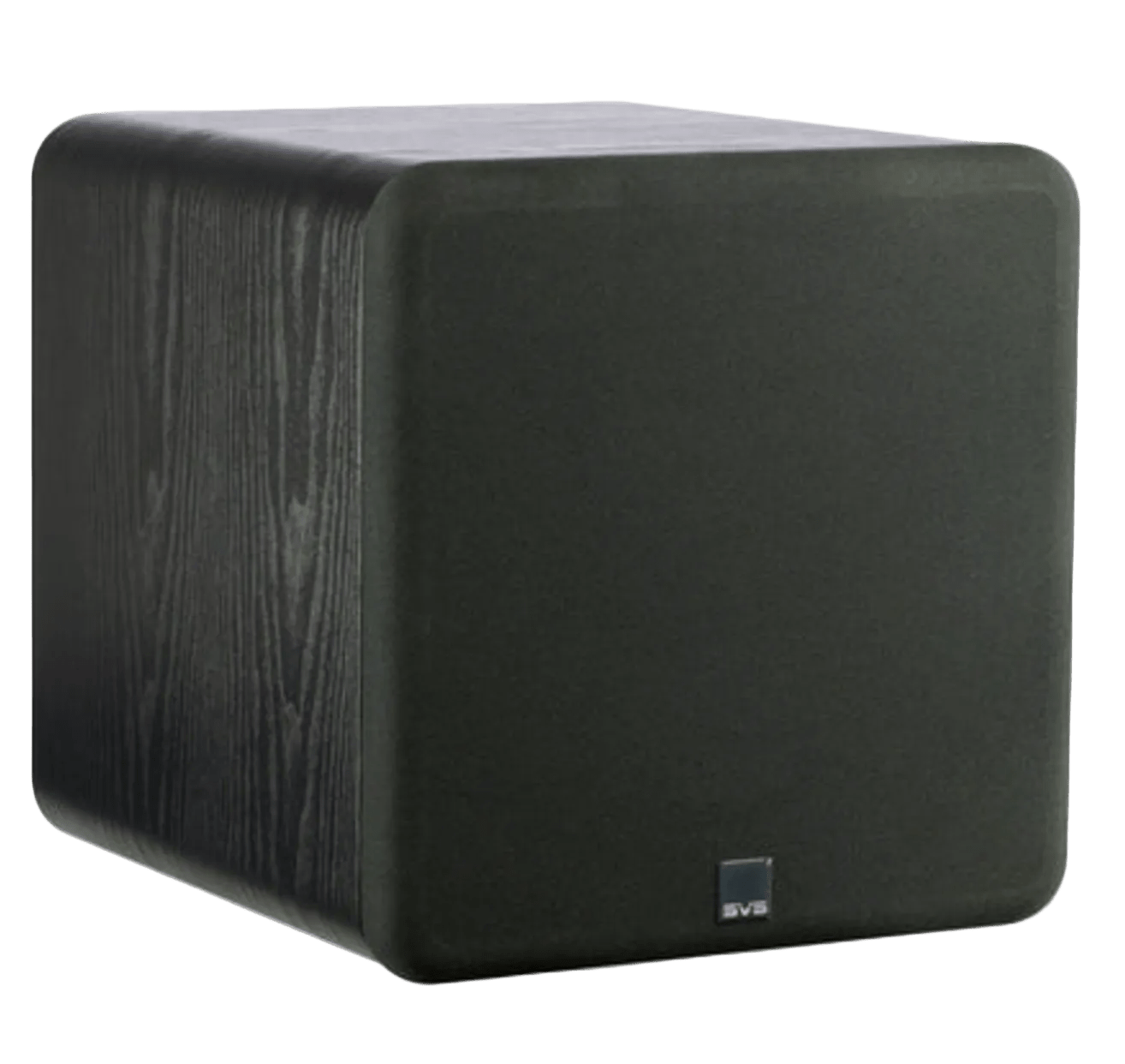 SVS SB-1000 Classic Subwoofer, in black ash, angled with mesh