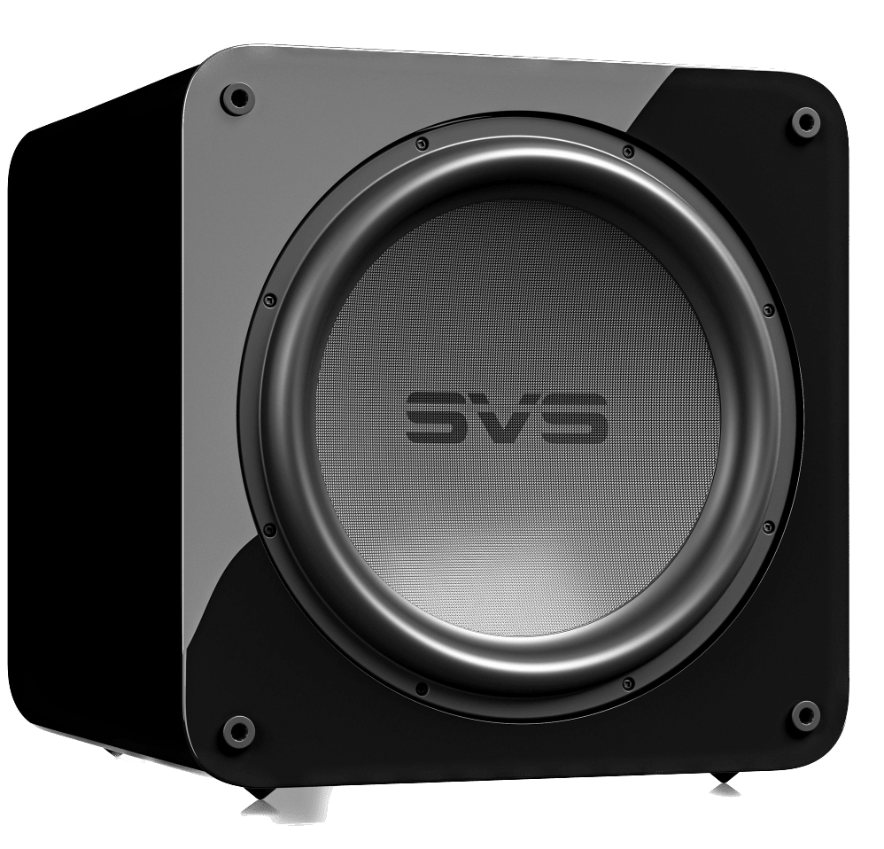 SVS SB-5000 R|Evolution Sealed Box Subwoofer in Gloss Black, angled without grille