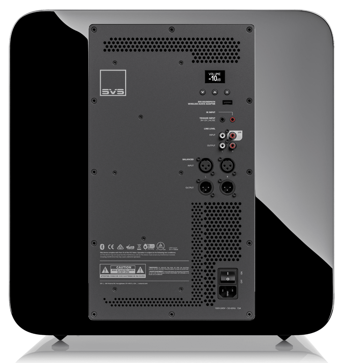 SVS SB-5000 R|Evolution Sealed Box Subwoofer in Gloss Black, rear of unit