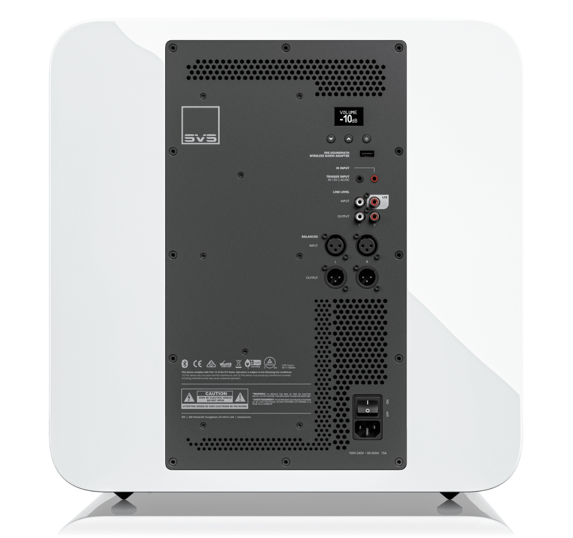 SVS SB-5000 R|Evolution Sealed Box Subwoofer in Gloss White, rear of sub