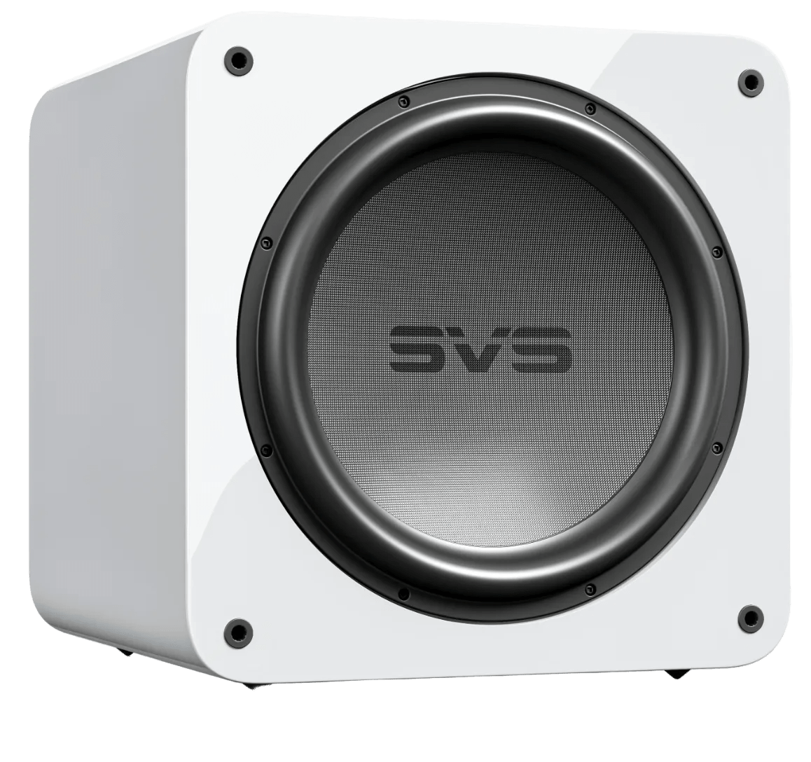SVS SB-5000 R|Evolution Sealed Box Subwoofer in Gloss White, angled without grille