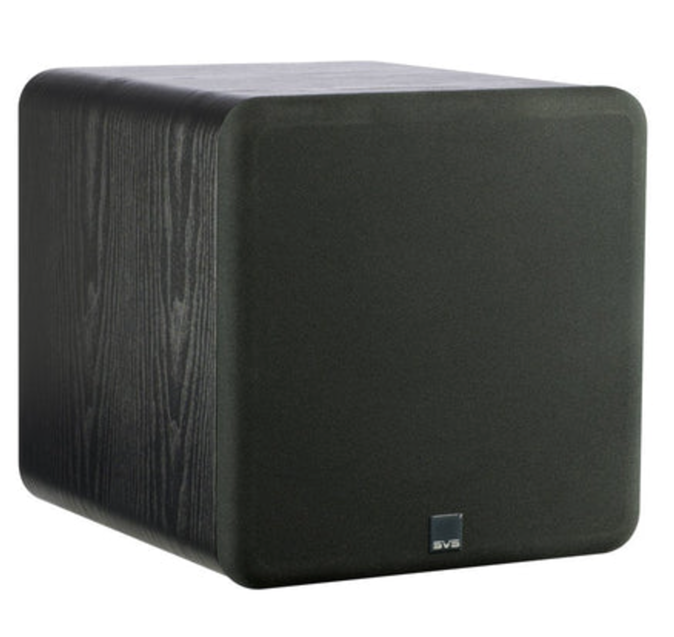 SVS SB-1000 Classic Subwoofer, in black ash, angled with mesh