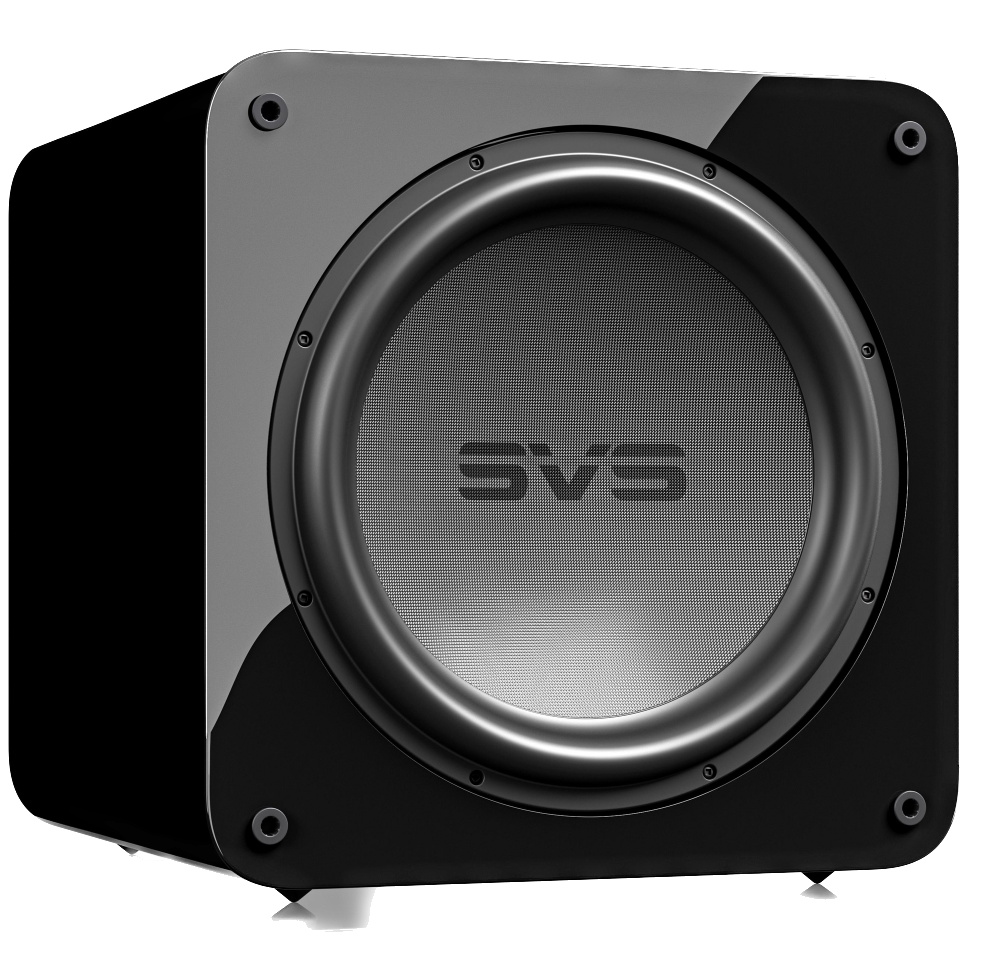 SVS SB-5000 R|Evolution Sealed Box Subwoofer in Gloss Black, angled without grille
