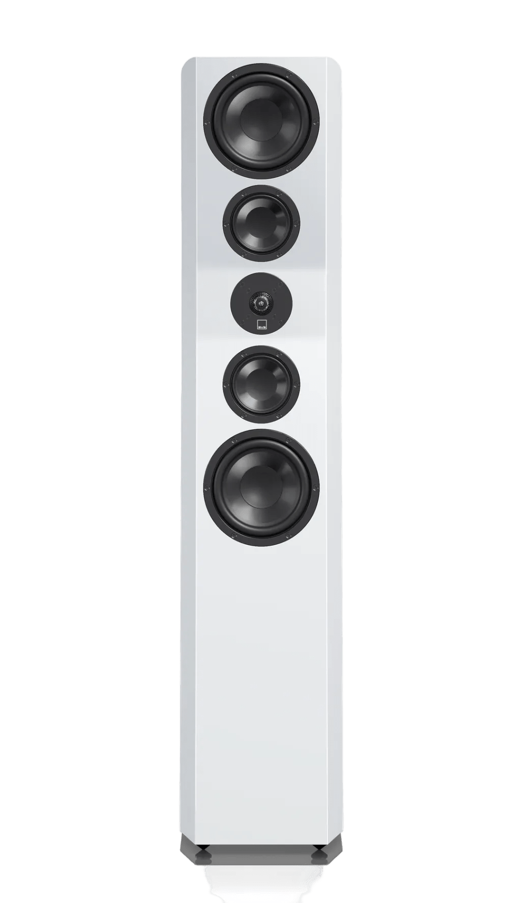 SVS Ultra Evolution Titan Floorstanding Speaker in Piano Gloss White, individual without grille