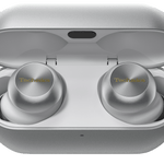 Technics EAH-AZ100 True Wireless Earbuds with Magnetic Fluid Driver in SIlver, in their case