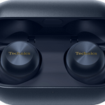 Technics EAH-AZ100 True Wireless Earbuds with Magnetic Fluid Driver in Midnight Blue, in their case