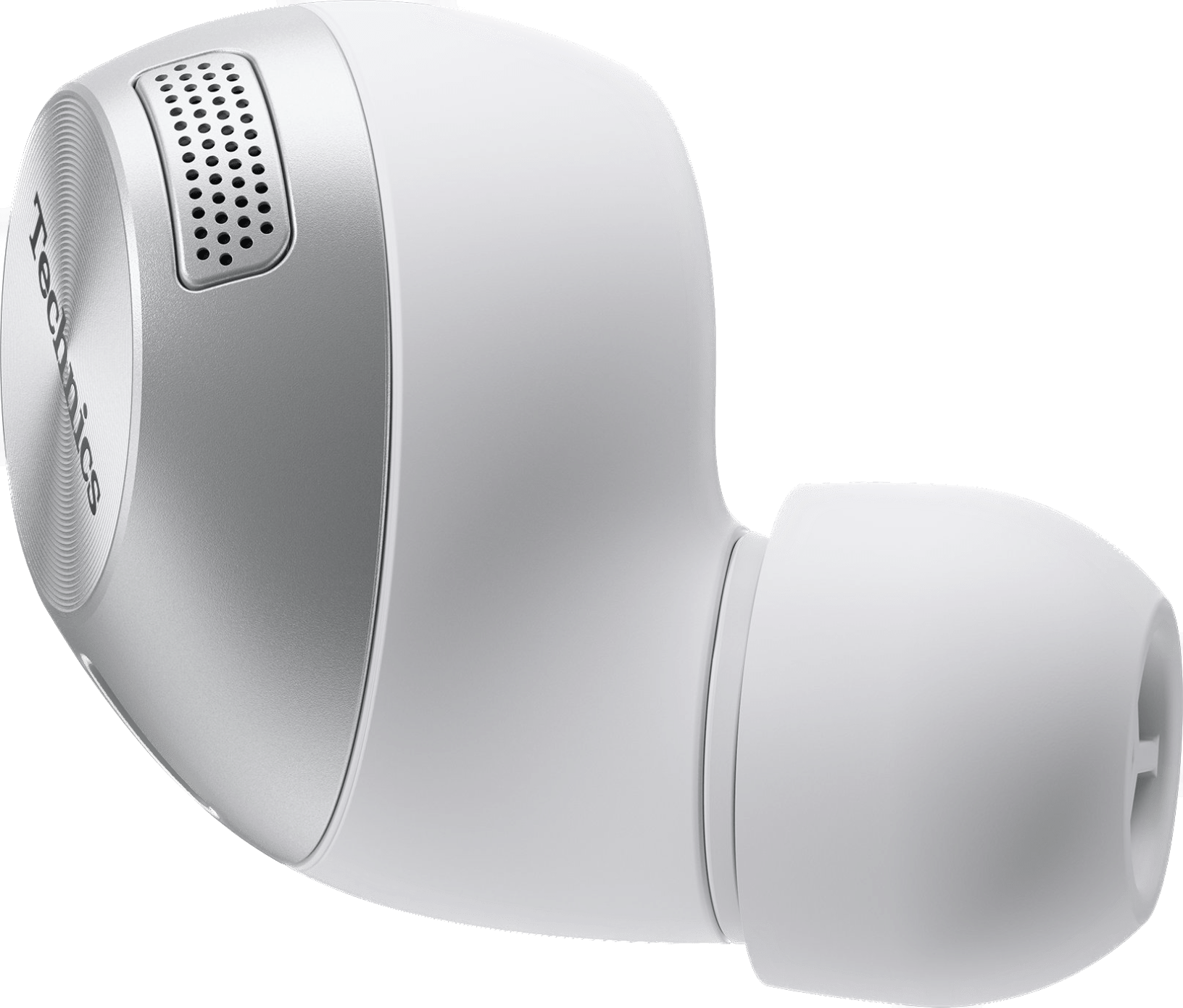 Technics EAH-AZ40M2 True Wireless Noise Cancelling Earbuds with Multipoint Bluetooth in Silver, individual earbud