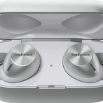 Technics EAH-AZ40M2 True Wireless Noise Cancelling Earbuds with Multipoint Bluetooth in Silver, in their case