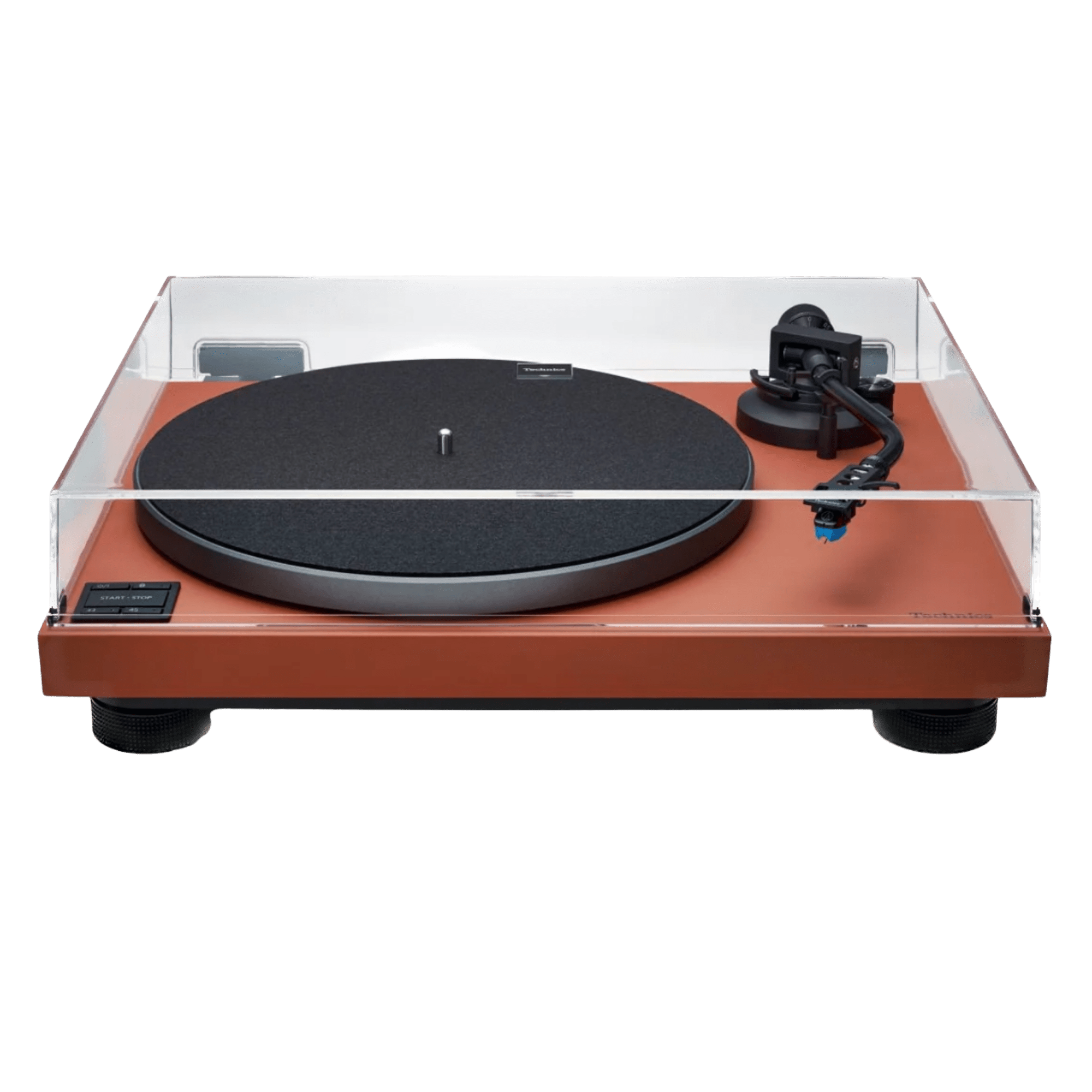 Technics SL-40CBT Direct Drive Bluetooth Turntable in Terracotta, front with dustcover