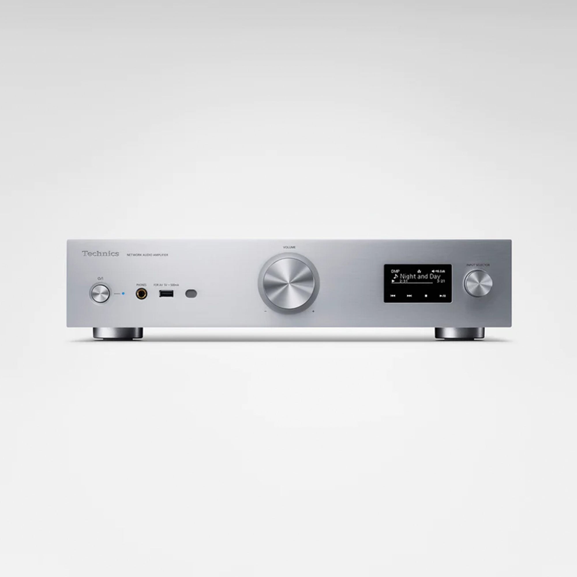 Technics SU-GX70EB Grand Class 2 Channel (Stereo) Network Amplifier.  Silver front image