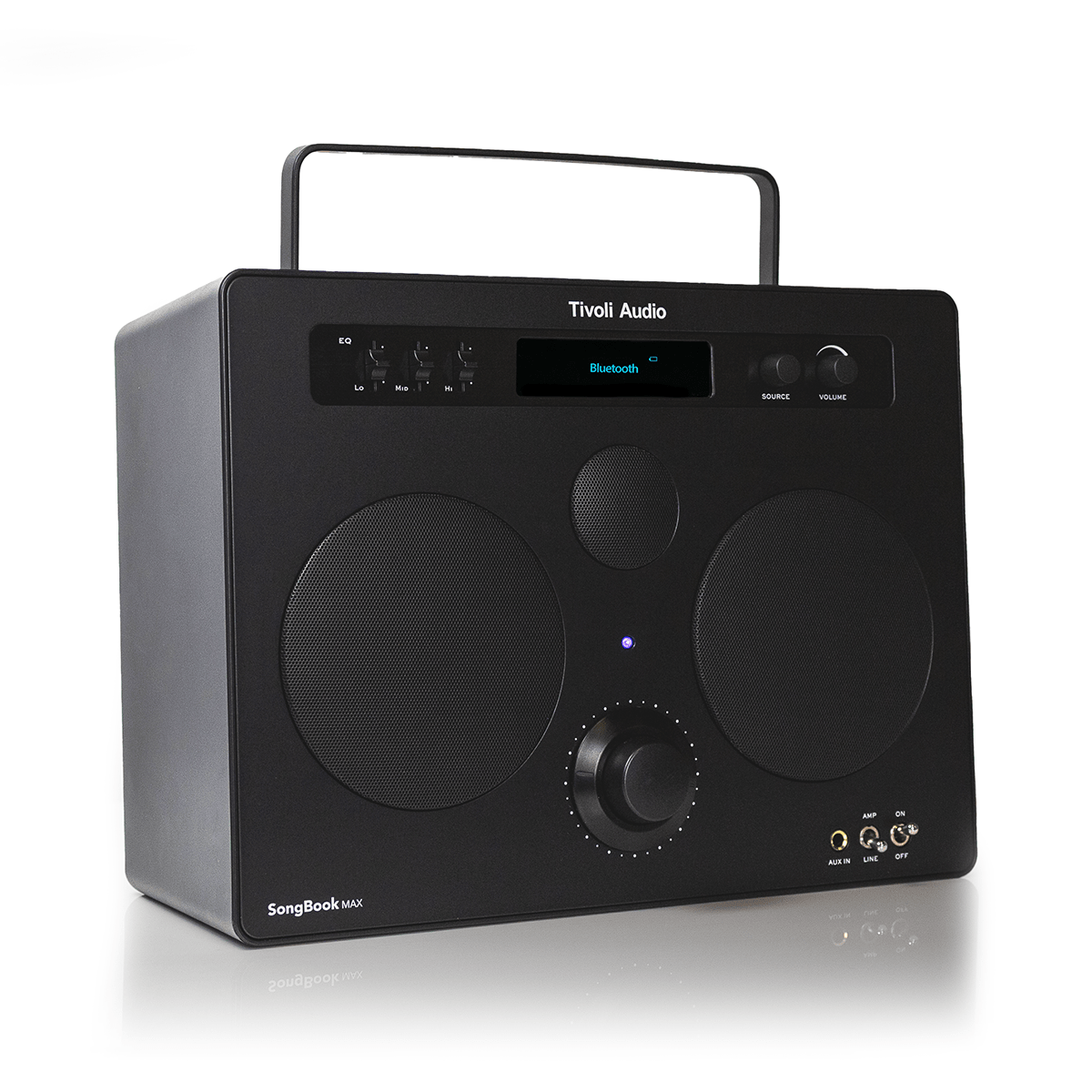 Tivoli Audio Music Songbook MAX in black, angled to the right