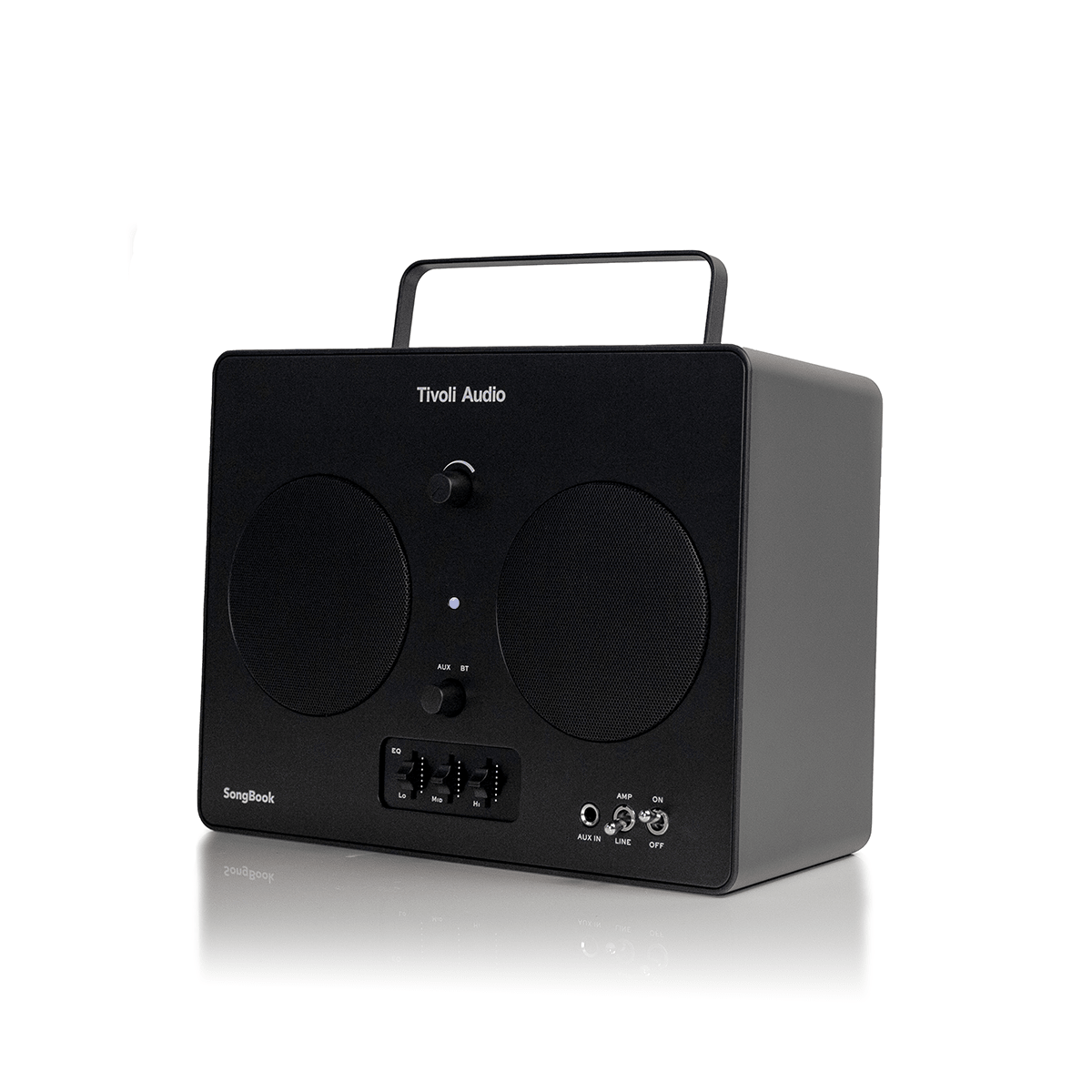 Tivoli Audio Music Songbook Portable Bluetooth Speaker in black, angled to the left