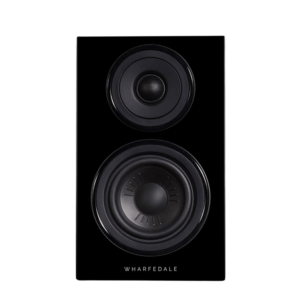 Wharfedale Diamond 12.0 Bookshelf Speakers in Walnut, front without grille 