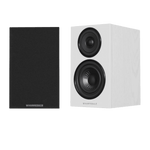 Wharfedale Diamond 12.0 Bookshelf Speakers in White with and without Grille