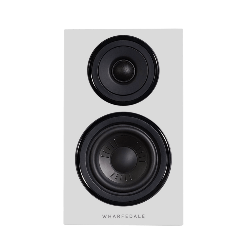 Wharfedale Diamond 12.0 Bookshelf Speakers in Light Oak, front without grille 