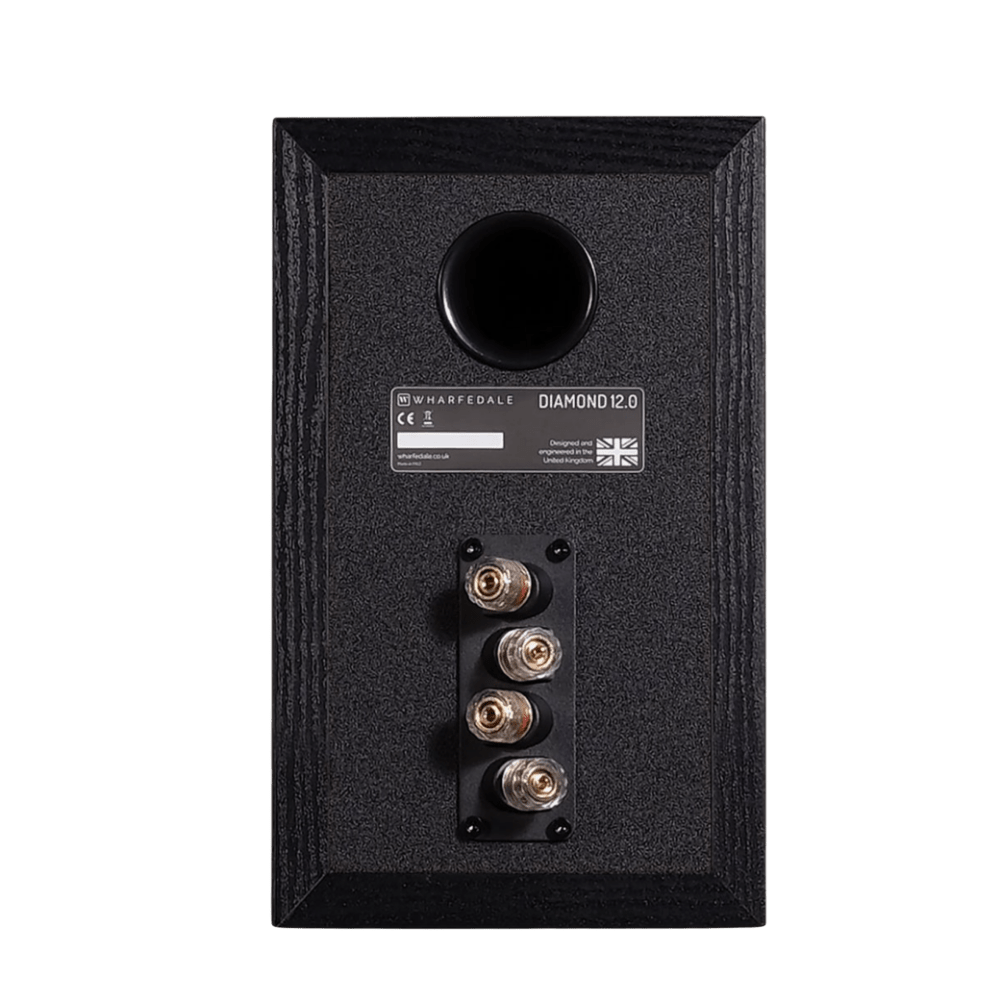 Wharfedale Diamond 12.0 Bookshelf Speakers in Black, back of speaker