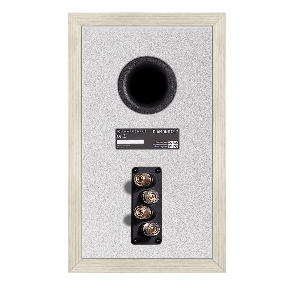  Wharfedale Diamond 12.2 Bookshelf Speakers in Light Oak, back of individual speaker