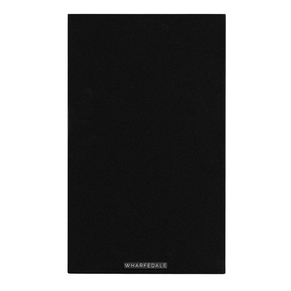  Wharfedale Diamond 12.2 Bookshelf Speakers in Black, front of individual speaker with grille
