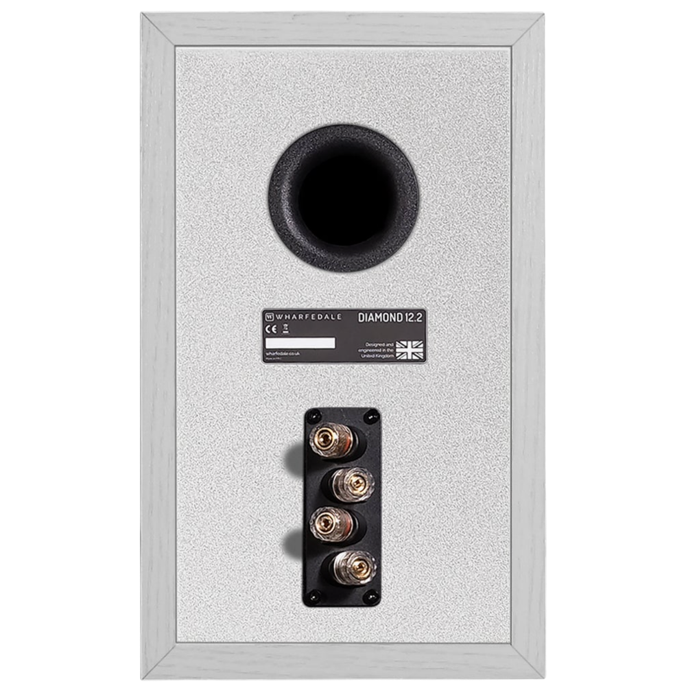  Wharfedale Diamond 12.2 Bookshelf Speakers in White Oak, back of individual speaker