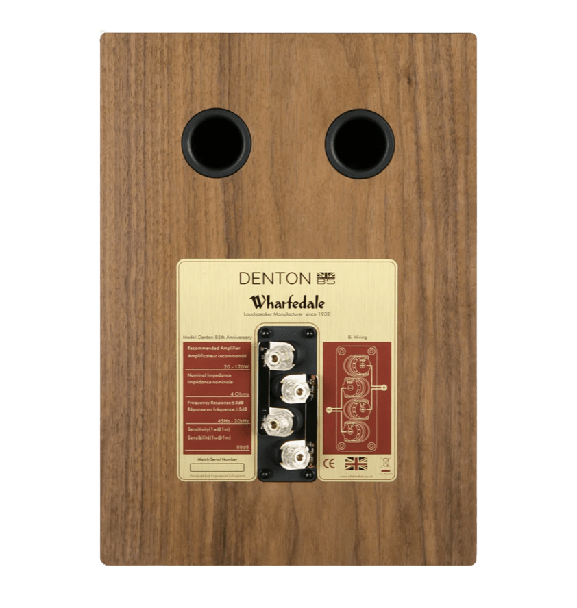 Wharfedale Denton 85th Anniversary Speakers, individual speaker in Walnut, rear
