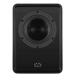 Wharfedale Denton S1 Heritage Loudspeakers in Matte Black. Individual speaker shown, without grille, front