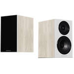 Wharfedale Diamond 12.1 Bookshelf Speakers in Light Oak with and without Grille