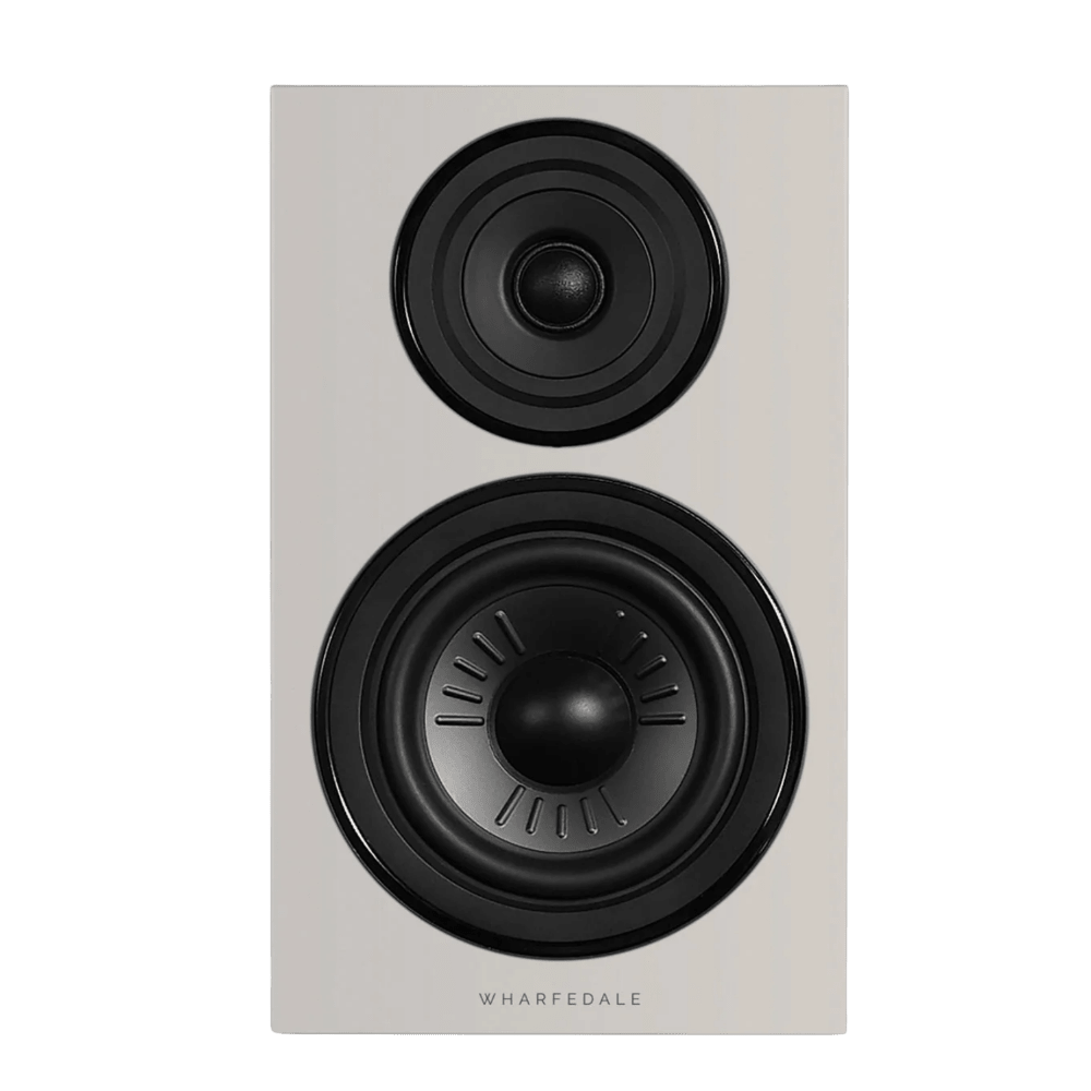 Wharfedale Diamond 12.2i Bookshelf Speakers. Front of individual speaker shown in Grey.