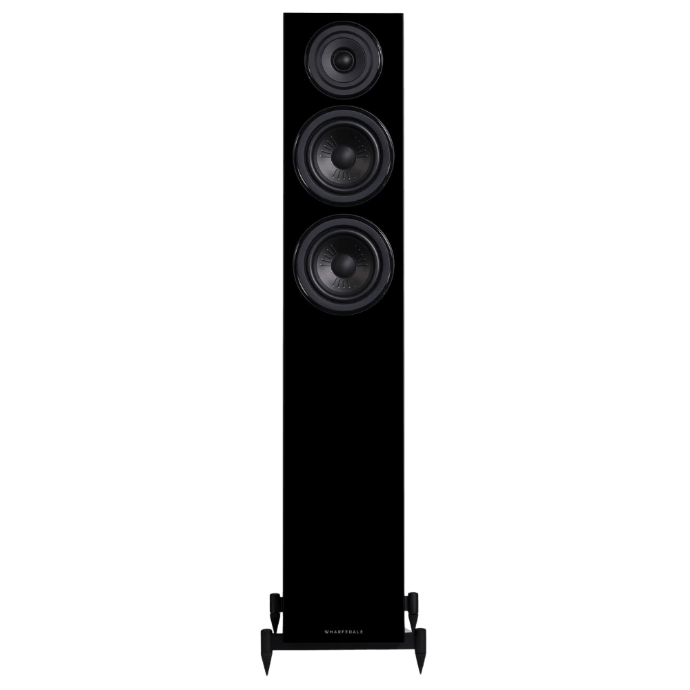 Wharfedale Diamond 12.3 Floorstanding Speakers in Walnut.  Front of individual speaker shown without Grille