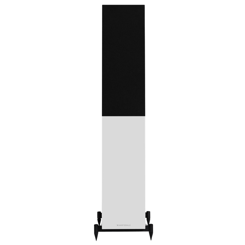 Wharfedale Diamond 12.3 Floorstanding Speakers in White.  Front of individual speaker shown with Grille