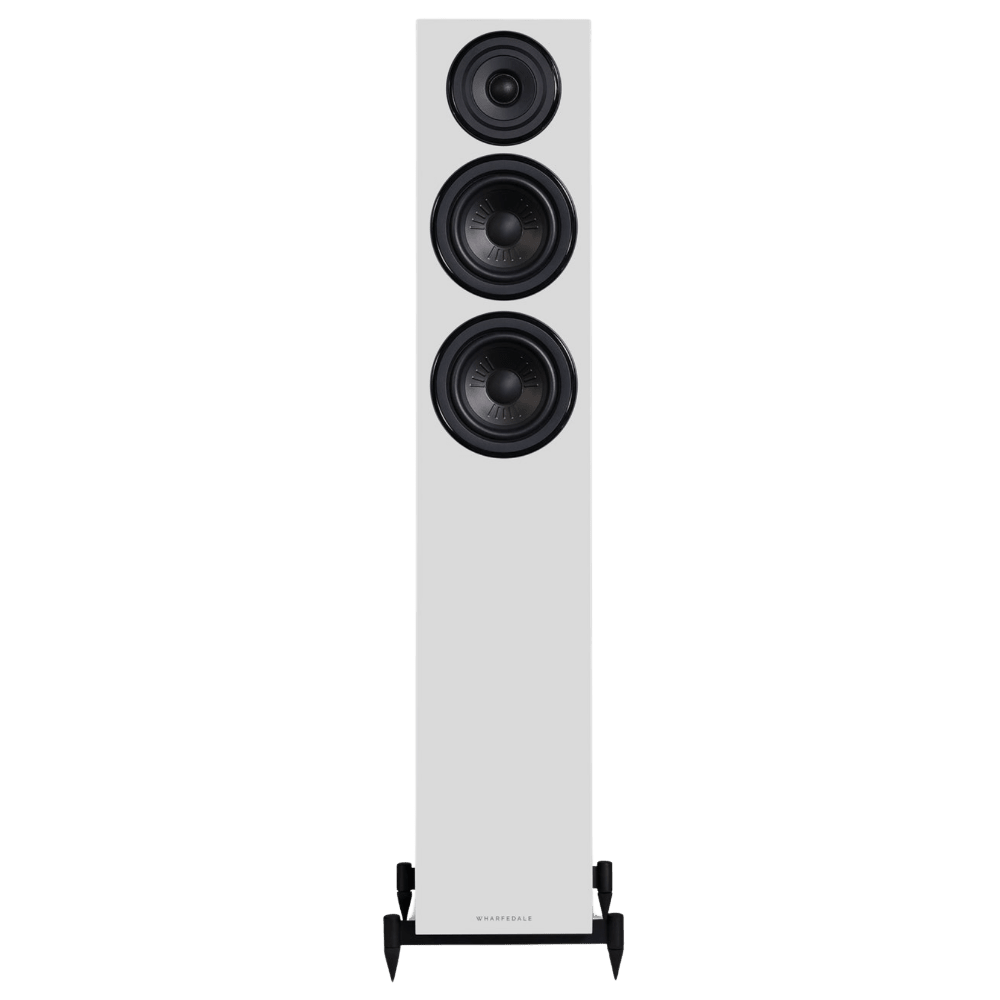 Wharfedale Diamond 12.3 Floorstanding Speakers in Light Oak.  Front of individual speaker shown without Grille