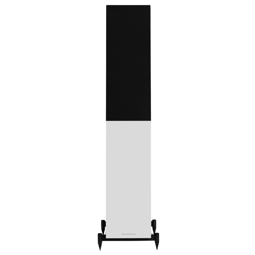 Wharfedale Diamond 12.3 Floorstanding Speakers in Light Oak.  Front of individual speaker shown with Grille