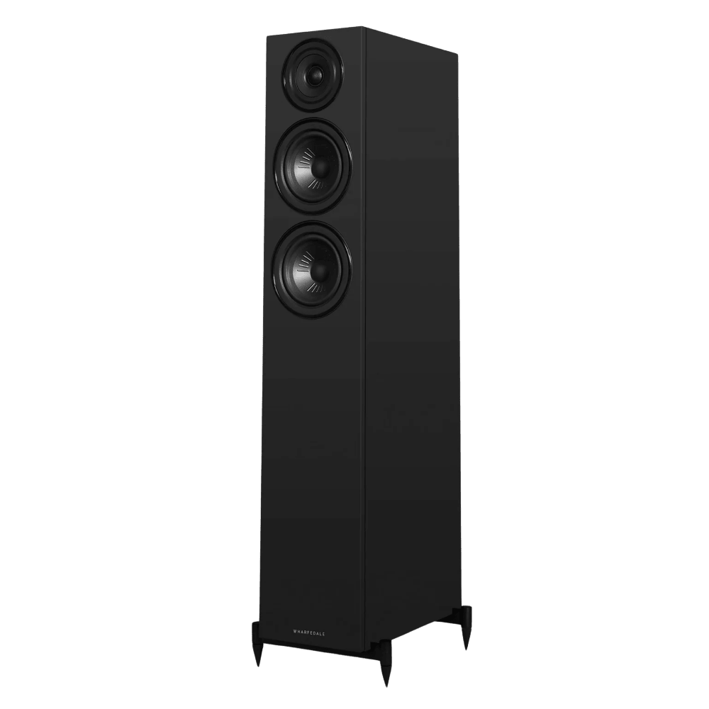 Wharfedale Diamond 12.3i Floorstanding indvidual speaker in Black, angled and shown without Grille.