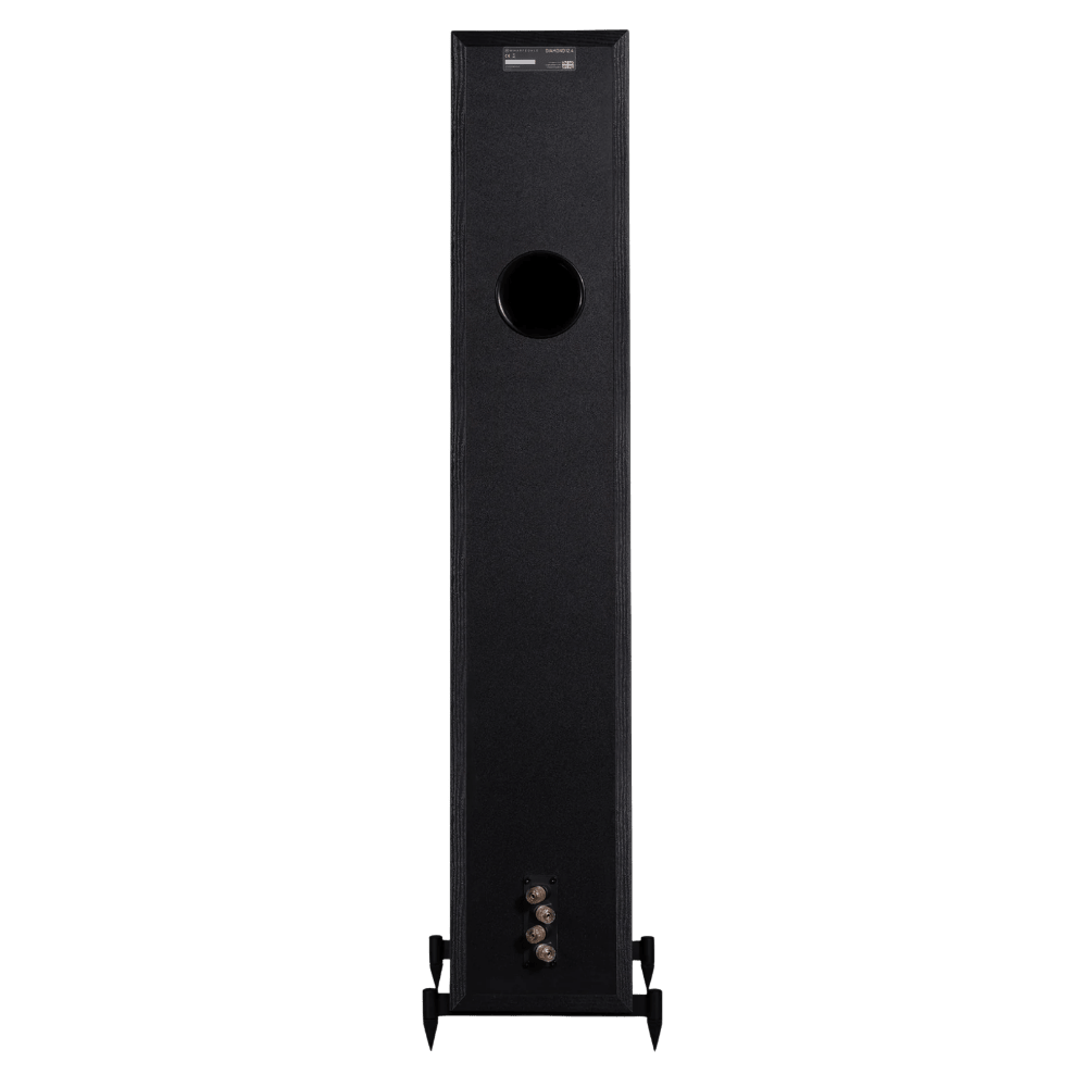 Wharfedale Diamond 12.4 Floorstanding Speakers in Black.  Back of individual speaker shown.