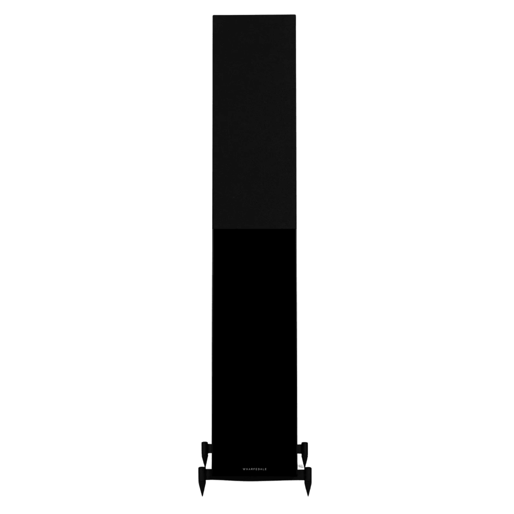 Wharfedale Diamond 12.4 Floorstanding Speakers in Black.  Front of individual speaker shown with Grille