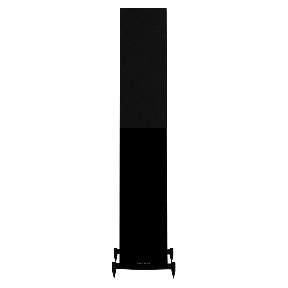 Wharfedale Diamond 12.4 Floorstanding Speakers in Black.  Front of individual speaker shown with Grille