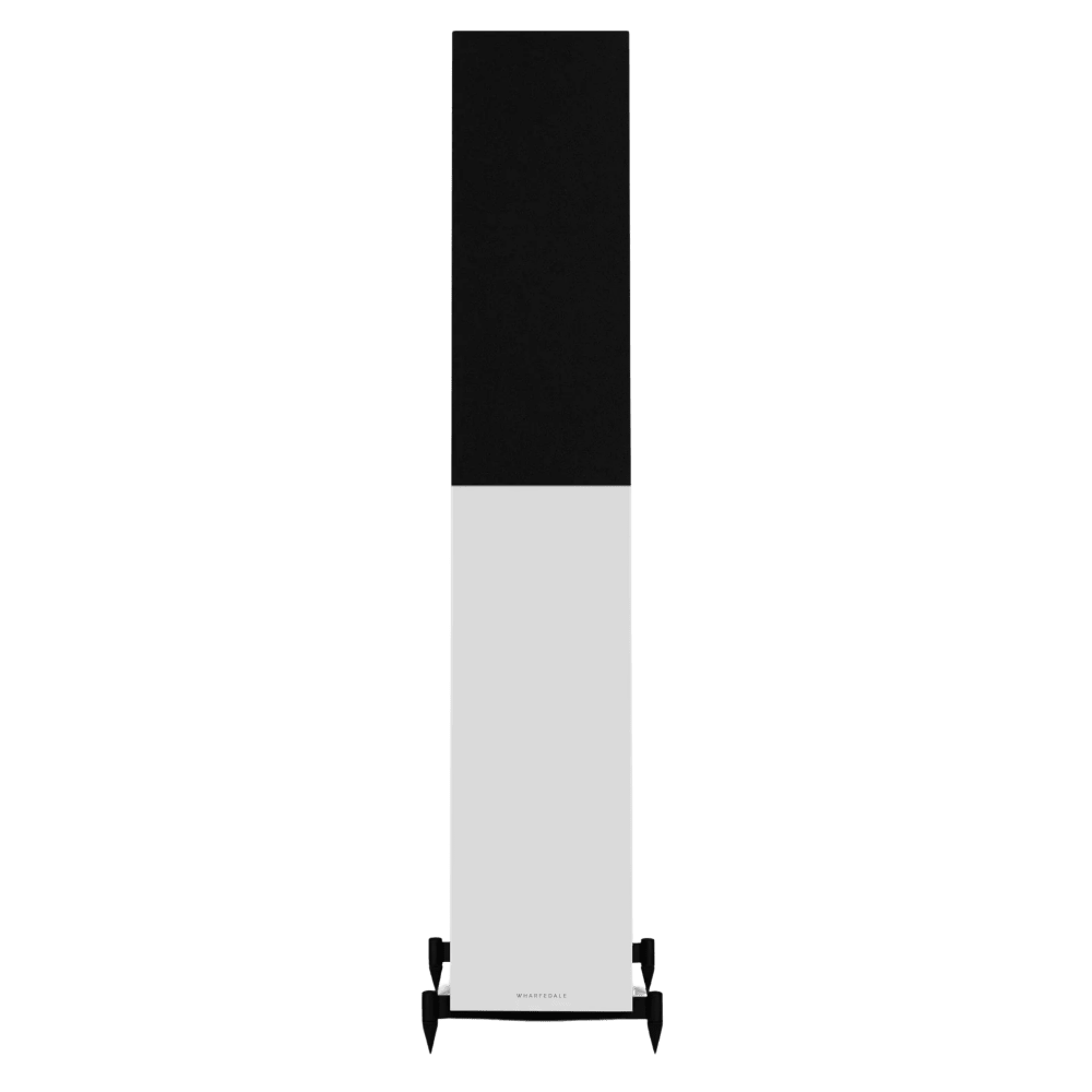 Wharfedale Diamond 12.4 Floorstanding Speakers in White.  Front of individual speaker shown with Grille