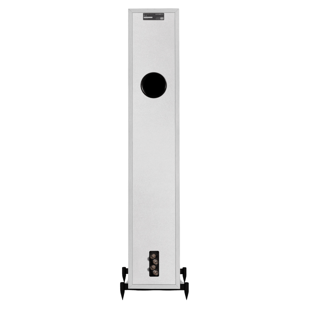 Wharfedale Diamond 12.4 Floorstanding Speakers in White.  Back of individual speaker shown.