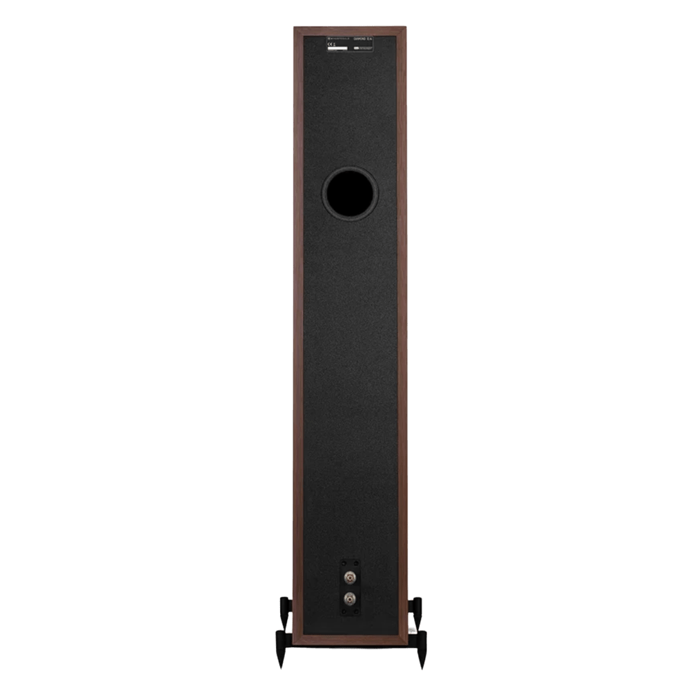 Wharfedale Diamond 12.4i Floorstanding Speakers. Rear of indvidual speaker in Walnut
