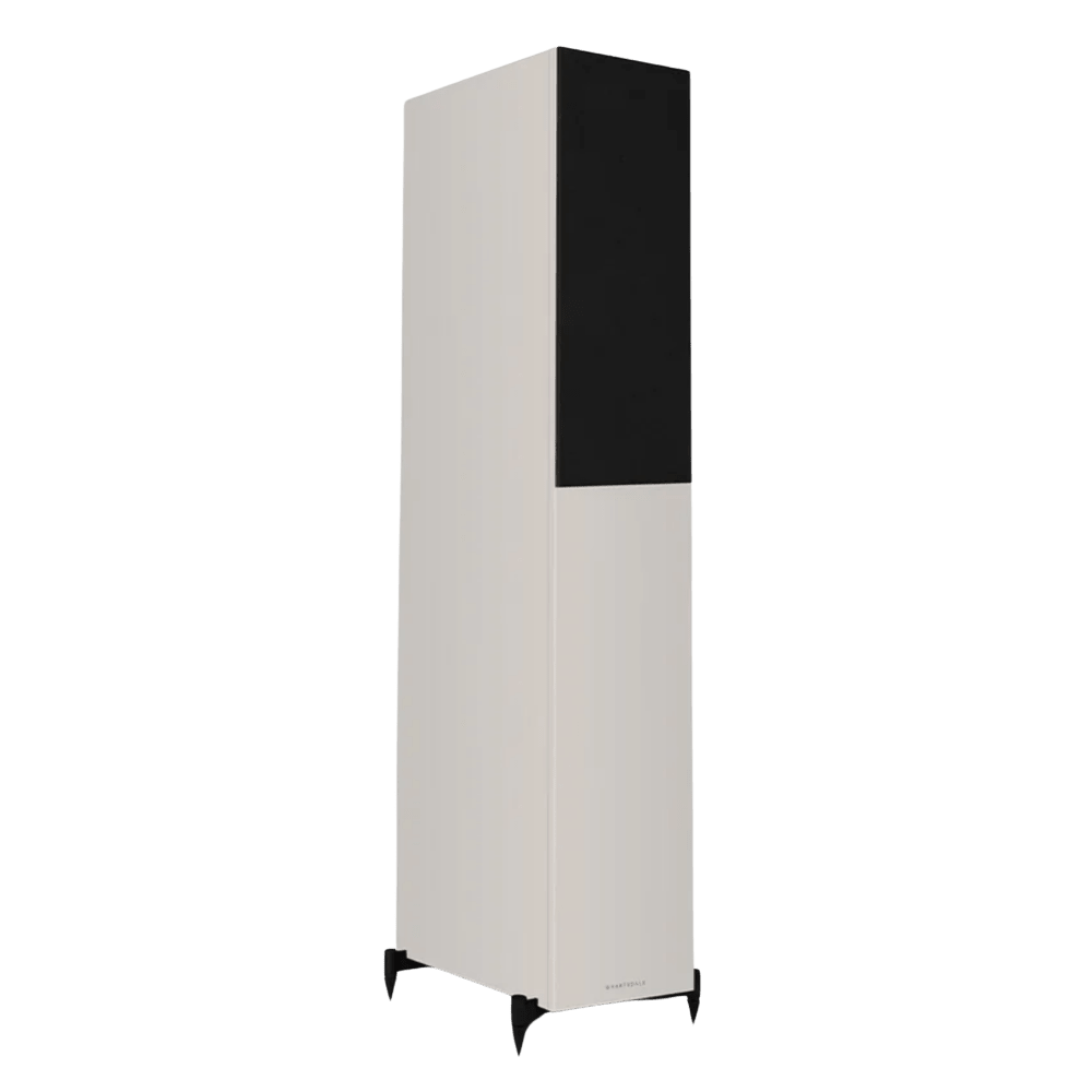 Wharfedale Diamond 12.4i Floorstanding indvidual speaker in Grey, angled and shown with Grille.