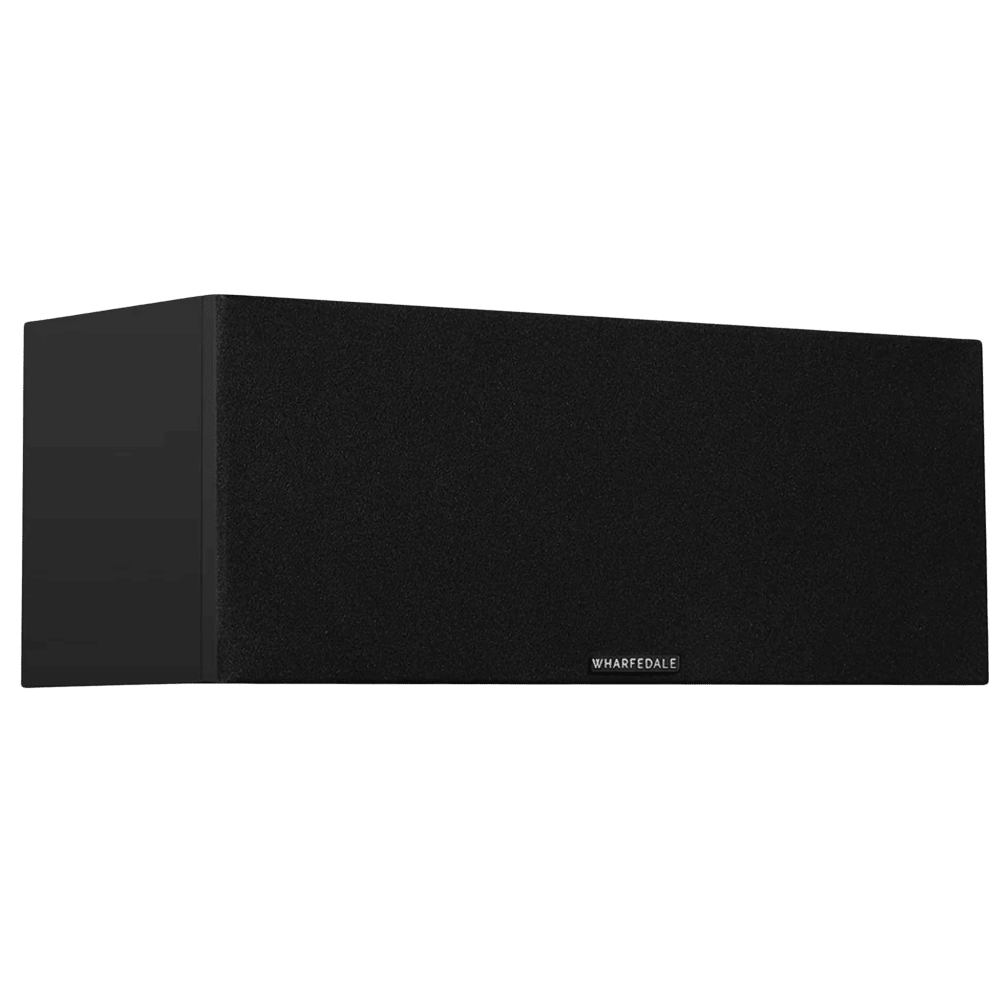 Wharfedale Diamond 12.Ci Centre Speaker in Black, angled view with grille