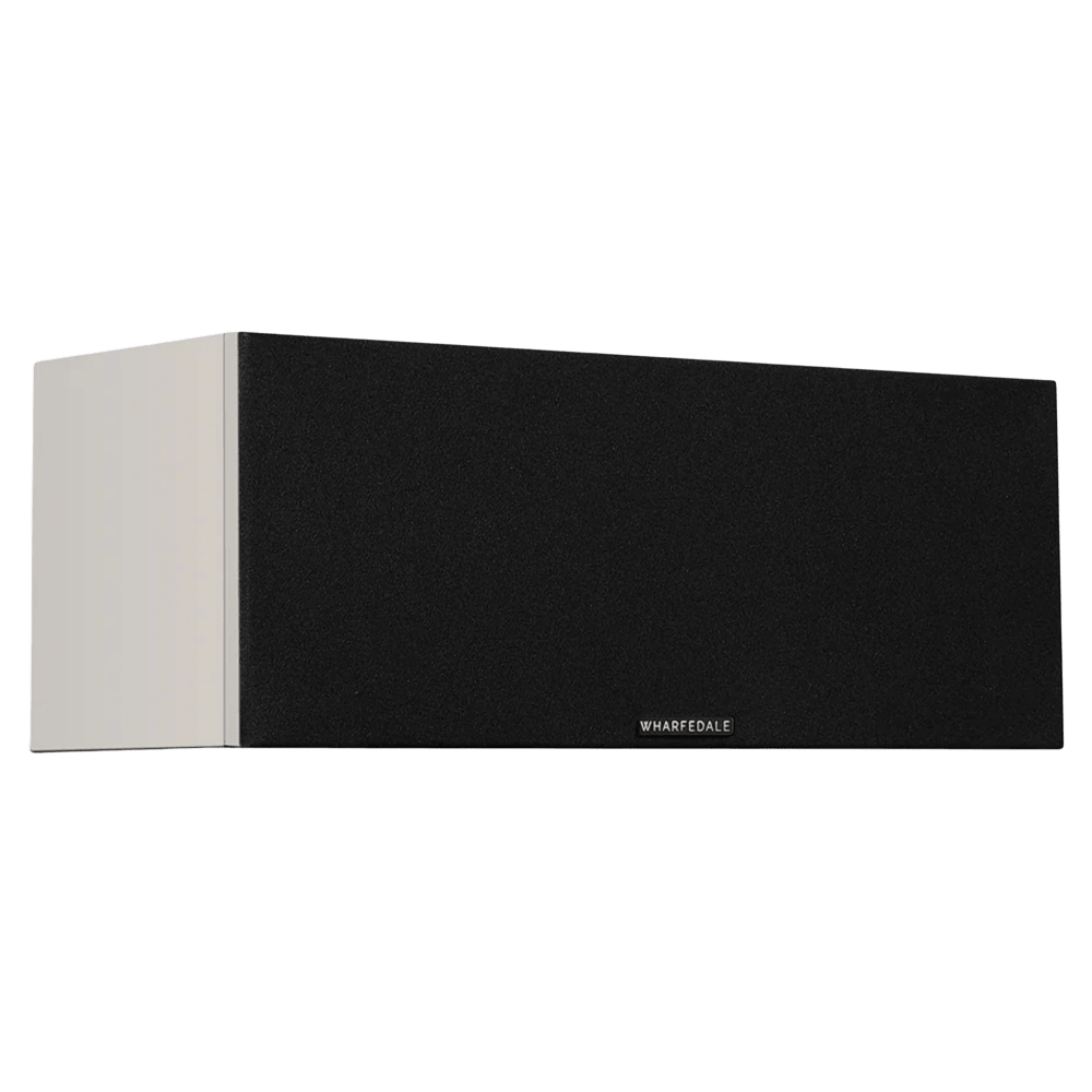 Wharfedale Diamond 12.Ci Centre Speaker in Grey, angled view with grille