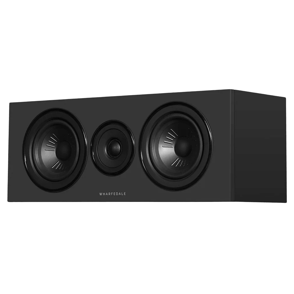 Wharfedale Diamond 12.Ci Centre Speaker in Black, angled view without grille