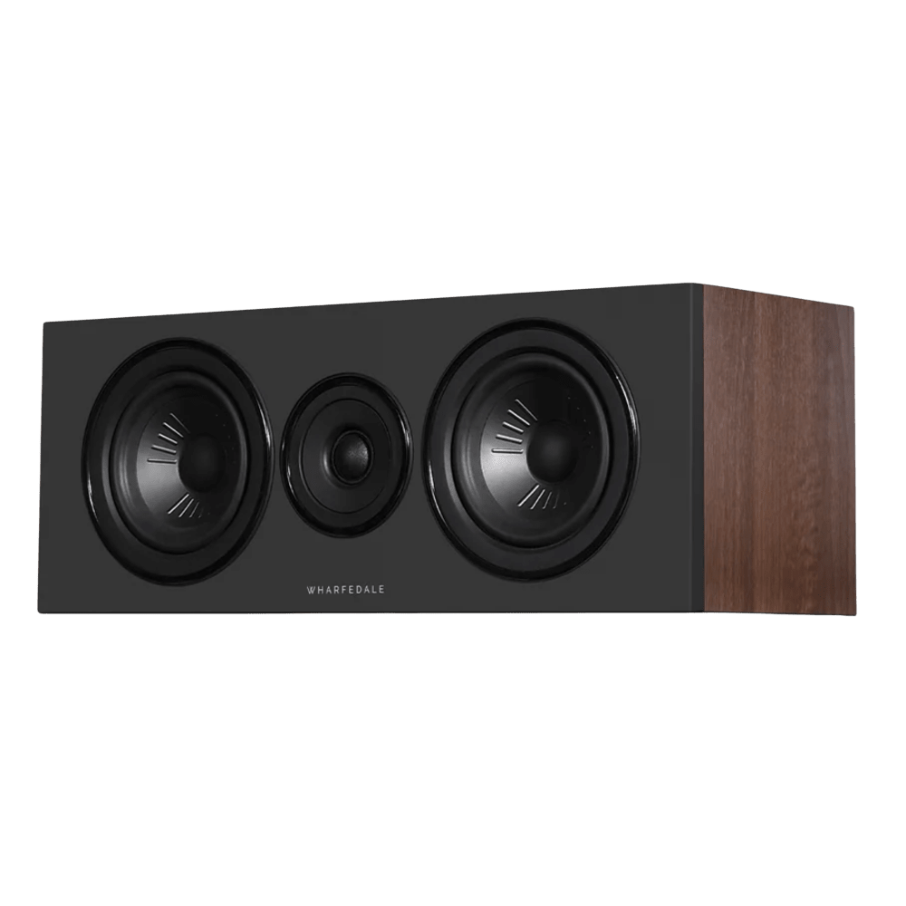 Wharfedale Diamond 12.Ci Centre Speaker in Walnut, angled view without grille