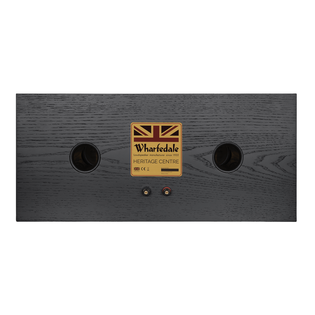 Wharfedale Heritage Centre Speaker in Black Oak. Rear view of speaker 