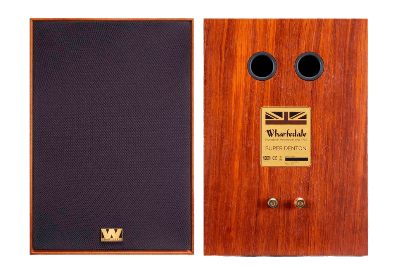 Wharfedale Super Denton Heritage Speakers in Mahogany. Pair, front and back