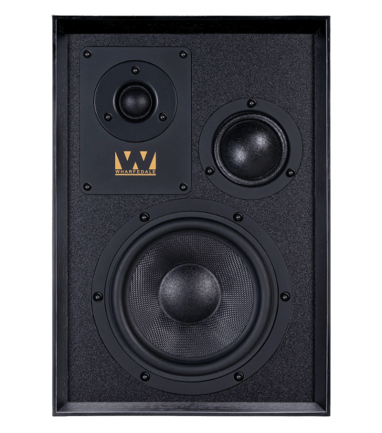 Wharfedale Super Denton Heritage Speakers in Black. Individual speaker, front without grille