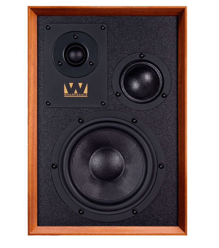 Wharfedale Super Denton Heritage Speakers in Mahogany. Individual speaker, front without grille